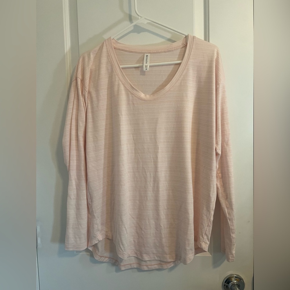 Athleta striped top stripe ballerina pink S
